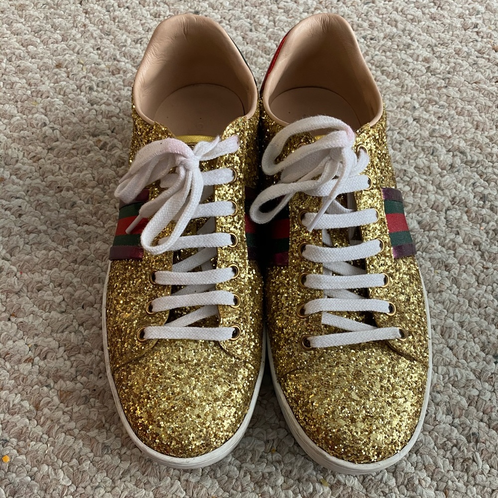 Gucci Ace gold glitter sneakers